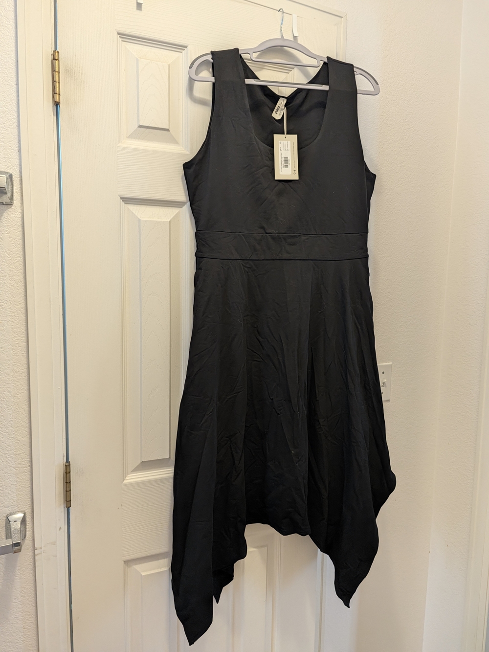 Pact Black Fit And Flare Handkerchief Hem Dress